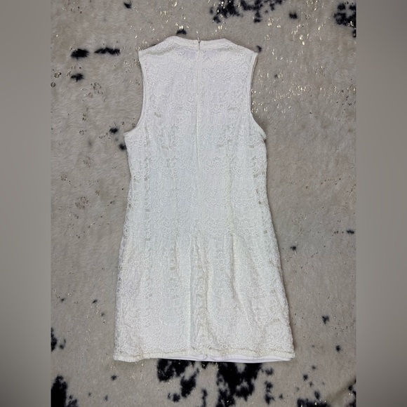 Rebellion White Lace High Neck Sleeveless Bride Mini Dress Size Medium - Picture 8 of 8